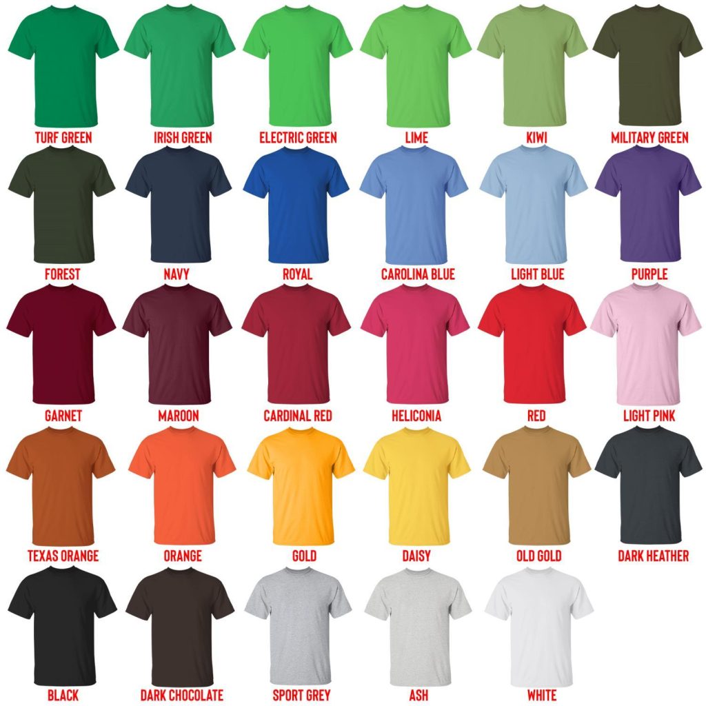 t shirt color chart - Machine Gun Kelly Shop