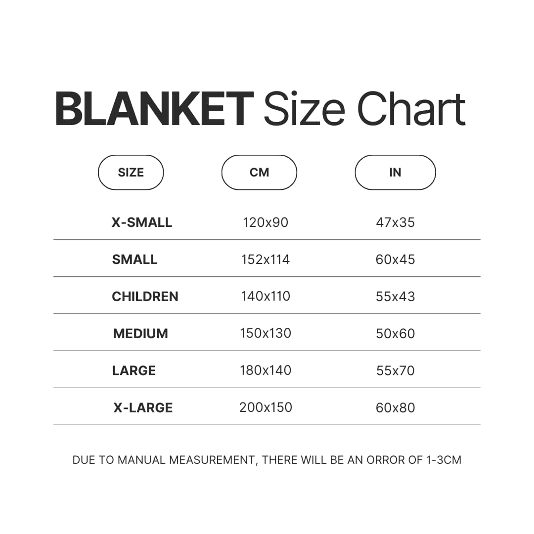 Blanket Size Chart - Machine Gun Kelly Shop