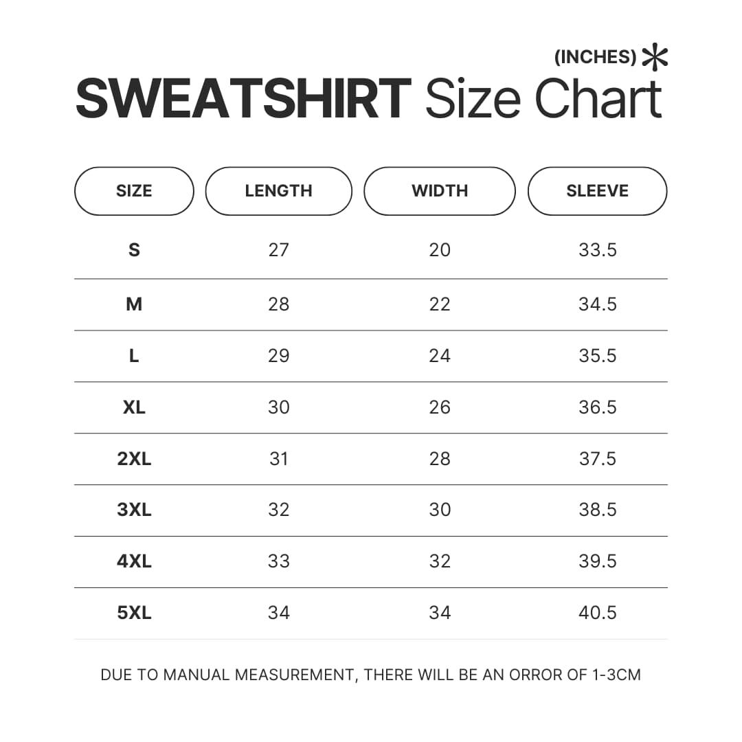 Sweatshirt Size Chart - Machine Gun Kelly Shop