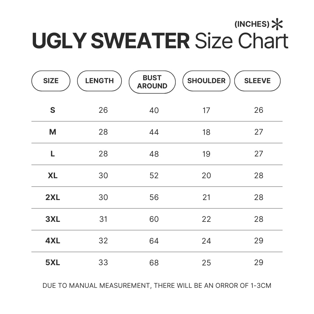 Ugly Sweater Size Chart - Machine Gun Kelly Shop