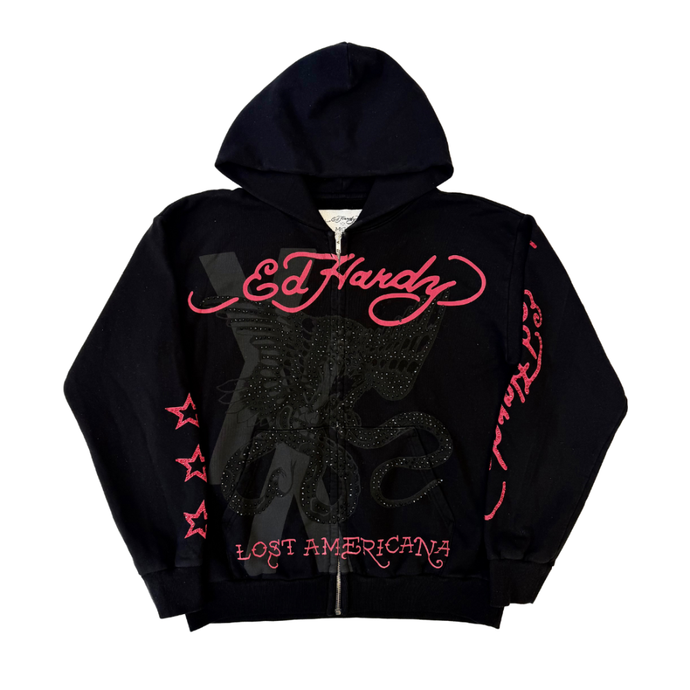 flames rhinestone hoodie